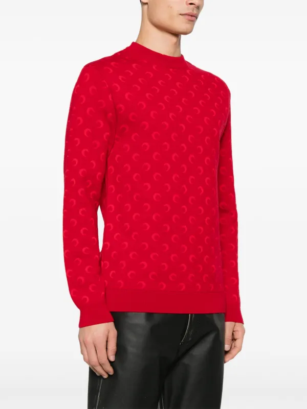 Marine Serre moon-jacquard Sweater | Red | FARFETCH GE