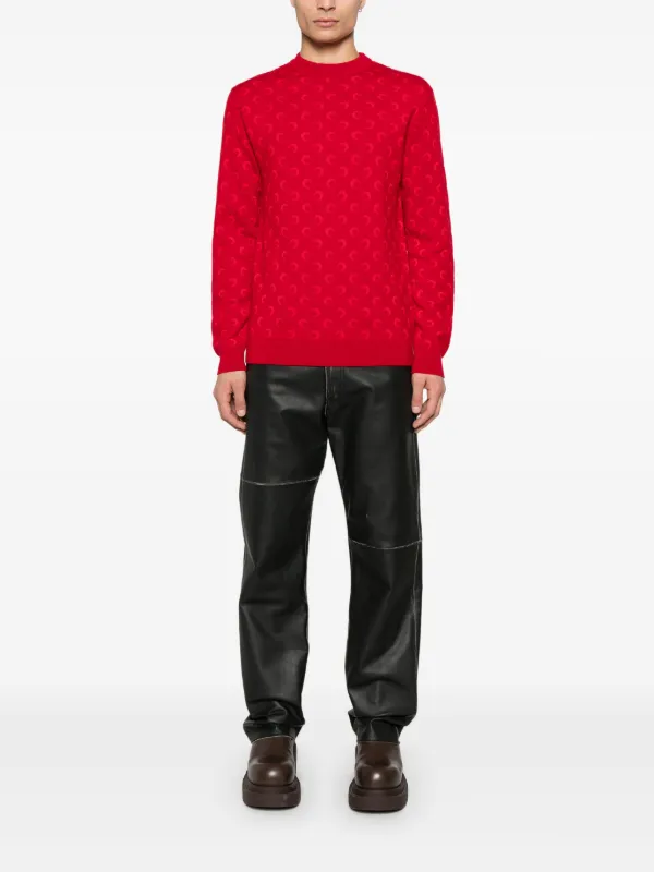 Marine Serre moon-jacquard Sweater | Red | FARFETCH GE
