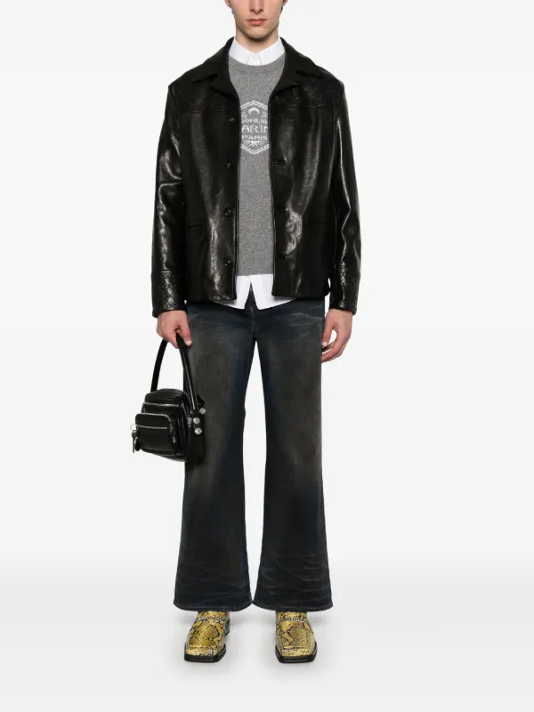 Marine Serre モノグラム レザージャケット | ブラック Marine Serre モノグラム レザージャケット | ブラック