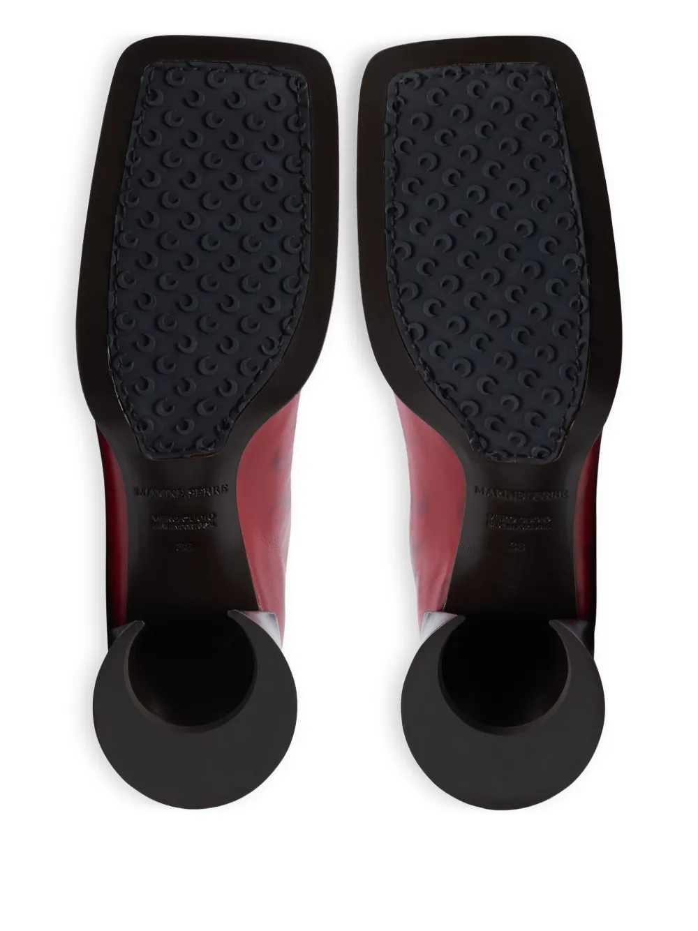 Marine Serre 65mm Crescent Moon-print boots Red