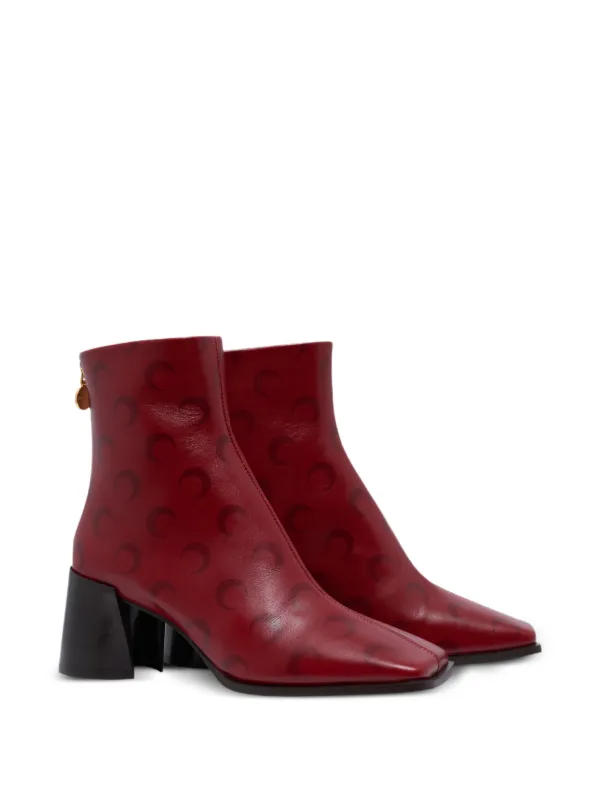 Marine Serre Crescent Moon-print Ankle Boots | Red | FARFETCH