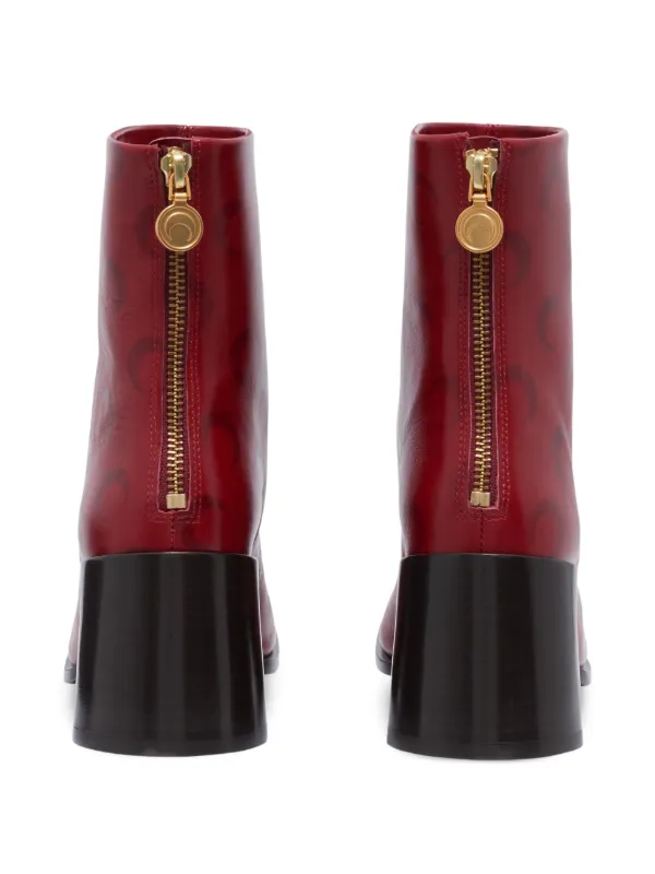 Marine Serre Crescent Moon-print Ankle Boots | Red | FARFETCH