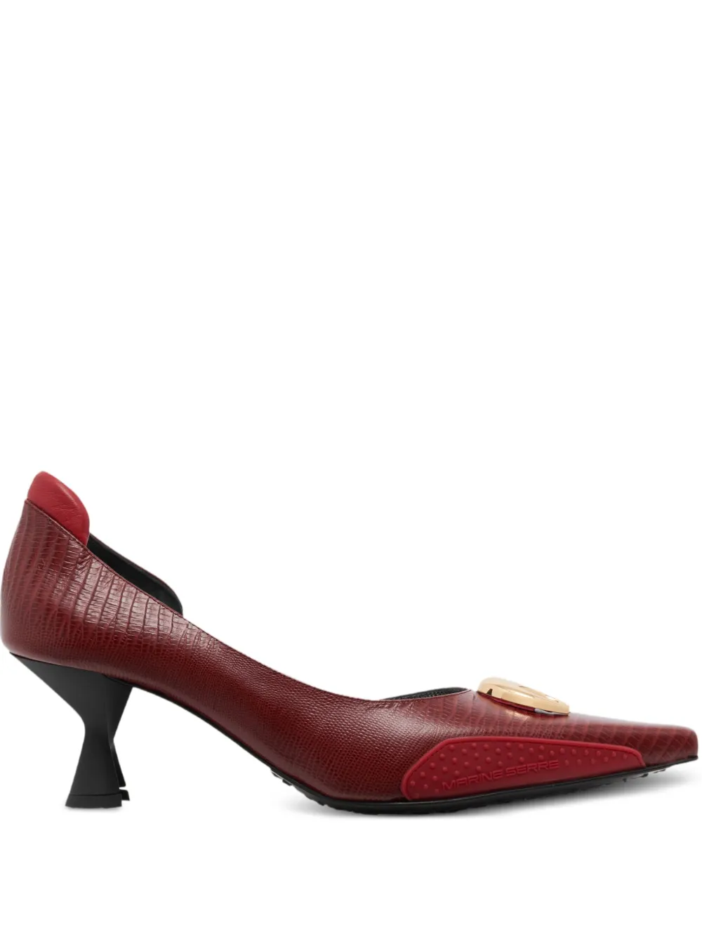 Marine Serre 60mm lizard-skin effect pumps Rood