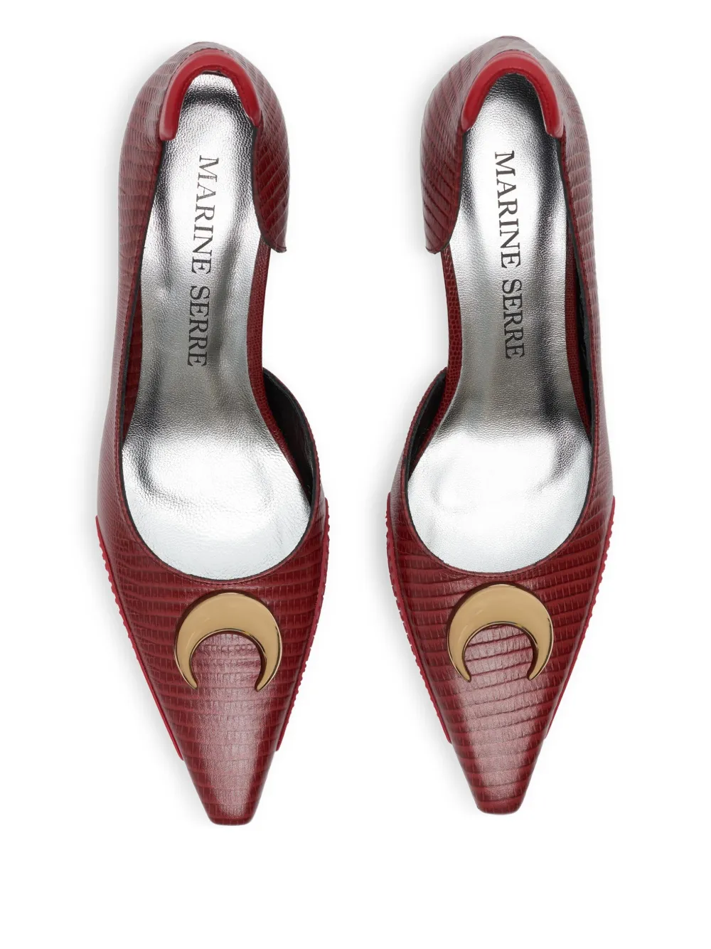 Marine Serre 60mm lizard-skin effect pumps Red