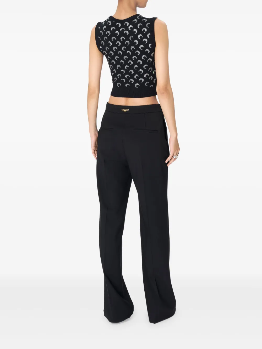 Shop Marine Serre Rhinestone-embellished Knitted Vest In Black