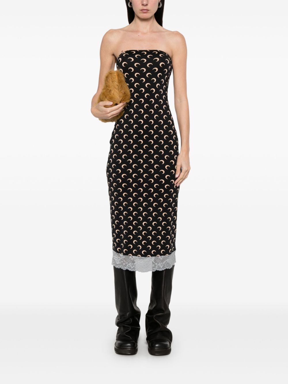 Marine Serre Crescent Moon jersey midi dress - Zwart