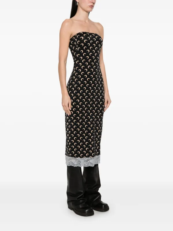 knee length dresses for ladies Marine Serre // Black & Multicolour Regenerated Graphic Midi Dress – VSP  Consignment