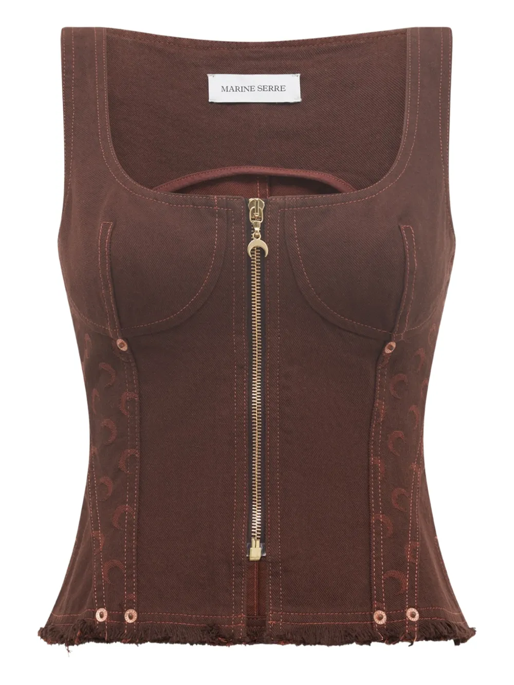 Marine Serre jacquard corset top Bruin