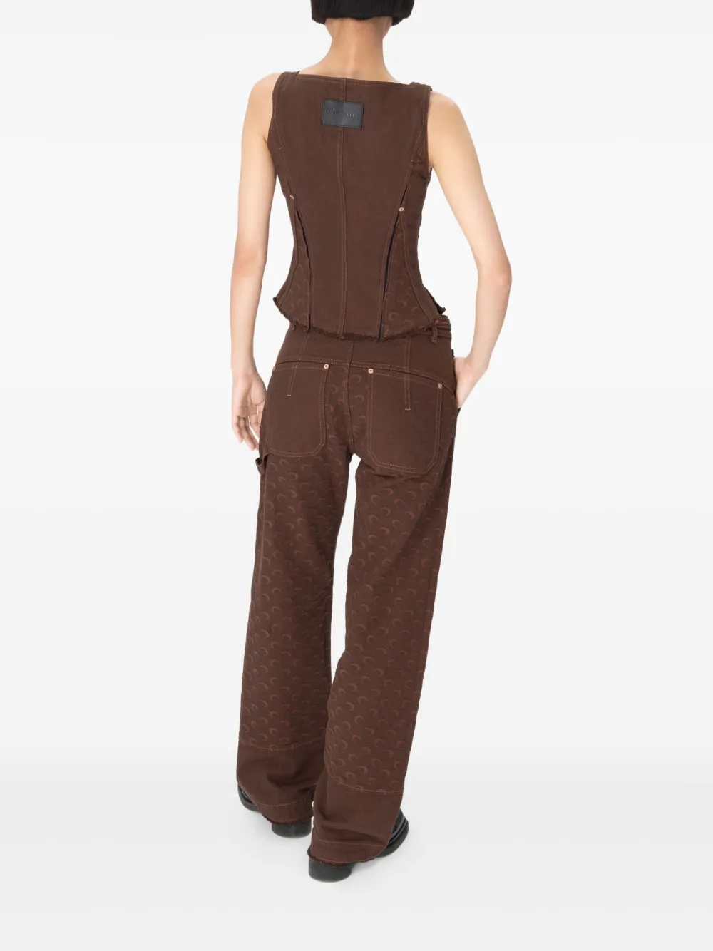 Marine Serre jacquard corset top Bruin