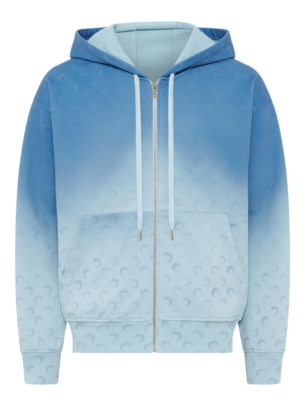 Marine Serre Moon faded ombré zip-up hoodie Blauw