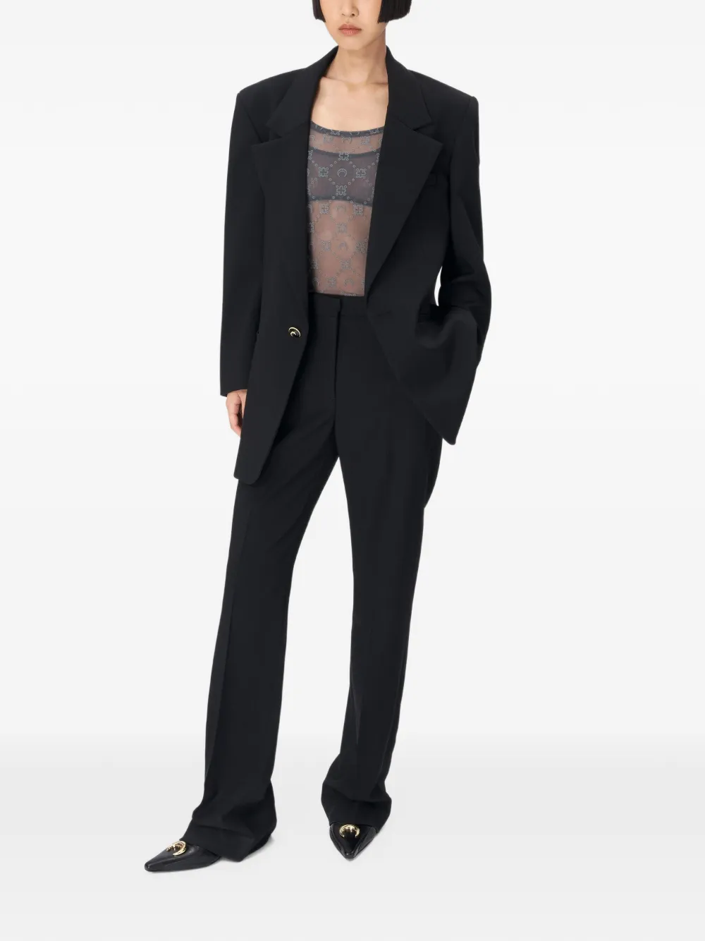 Marine Serre Twill blazer Zwart