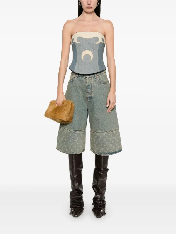 Marine Serre Regenerated デニムトップ | ブルー | FARFETCH JP
