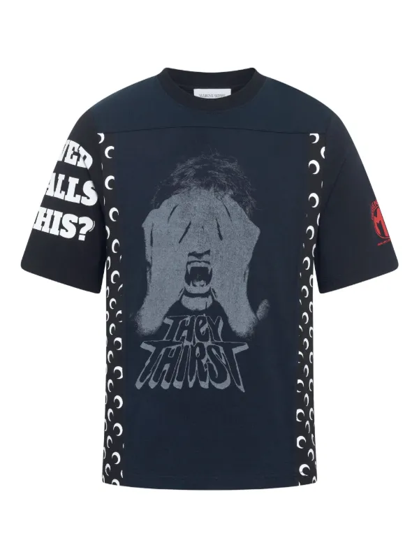 サイズM  【MARINE SERRE】ミニフィットTシャツ MARINE SERRE（マリーンセル） マリーン セル Tシャツ Moon Logo