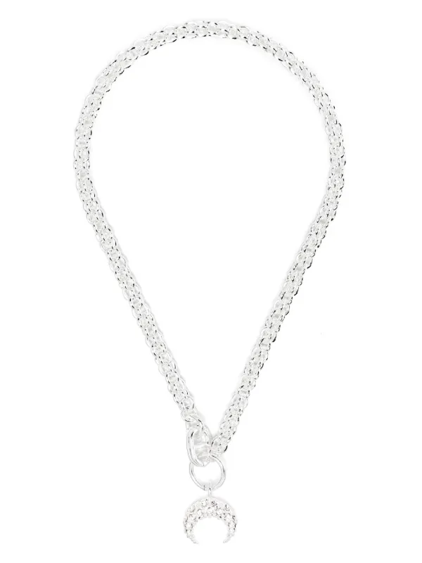 ■MARINE SERRE■プレート MOON チャームネックレス Marine Serre Moon-pendant Necklace | Silver | FARFETCH