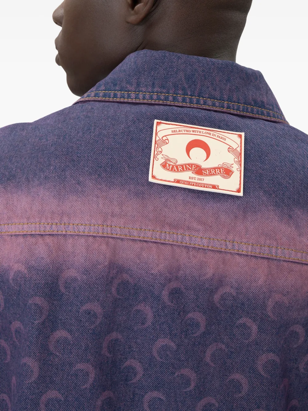 Marine Serre Denim overhemd met monogram Paars