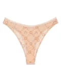Marine Serre mesh flocked thong - Neutrals
