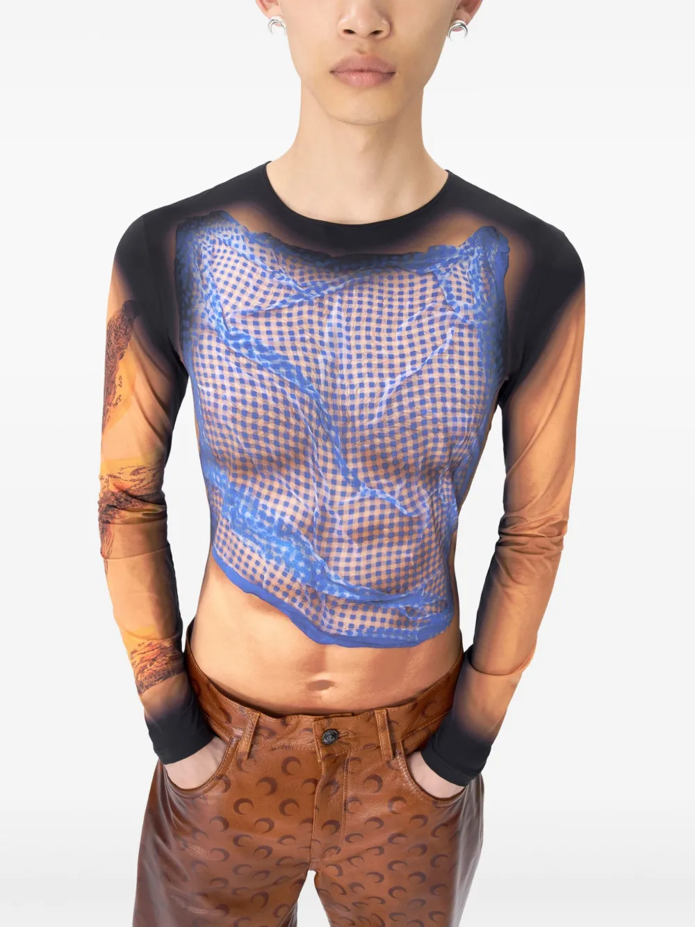 Marine Serre Draped Statue T-shirt Blauw