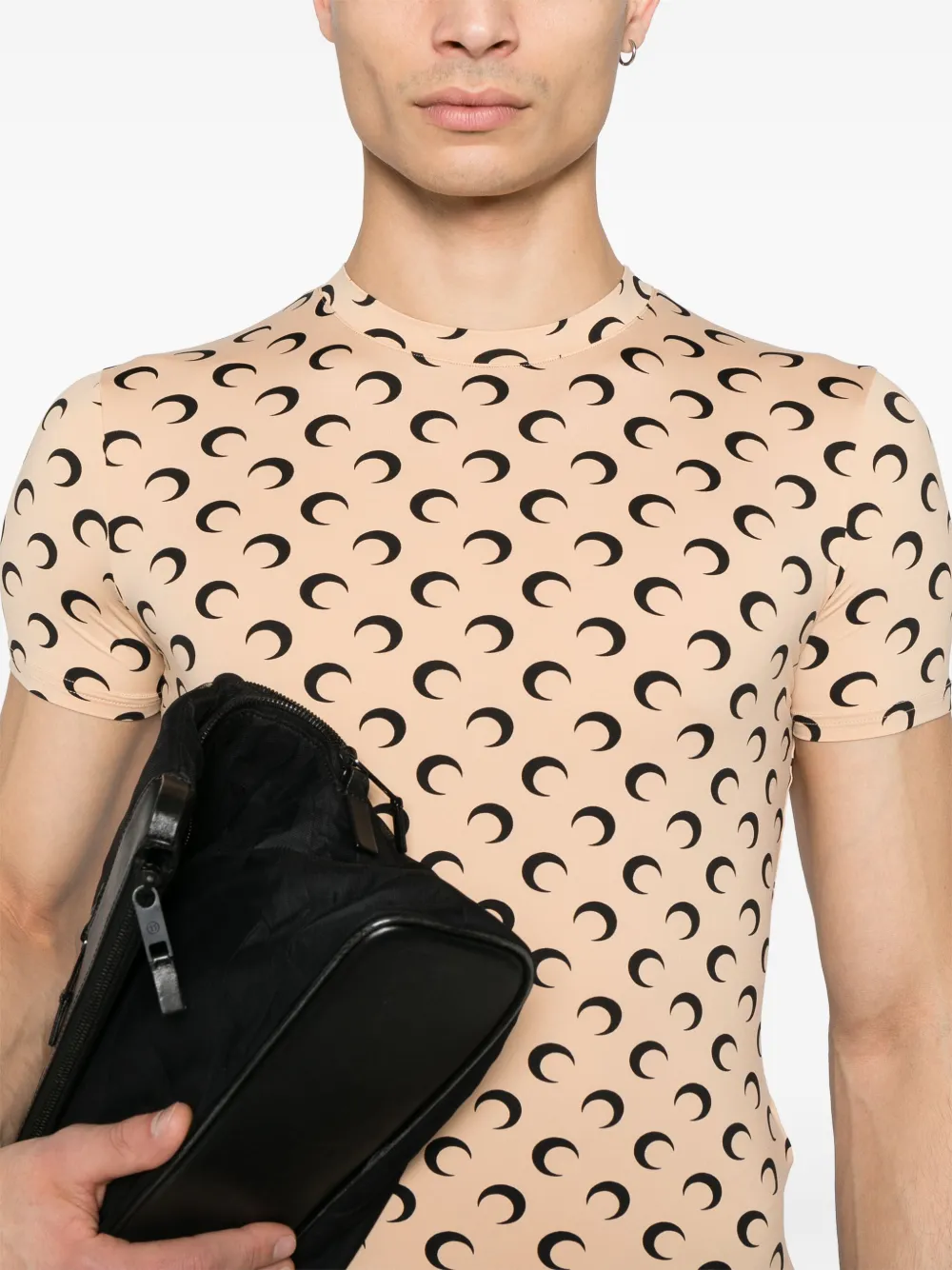 Marine Serre Recycled Moon jersey top Beige