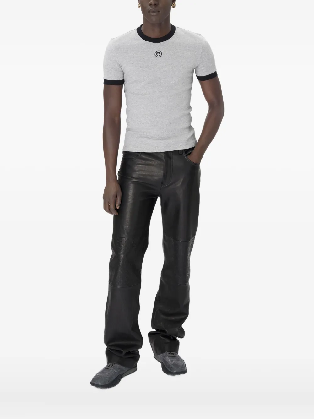 Marine Serre Jersey T-shirt met Moon-logo Grijs