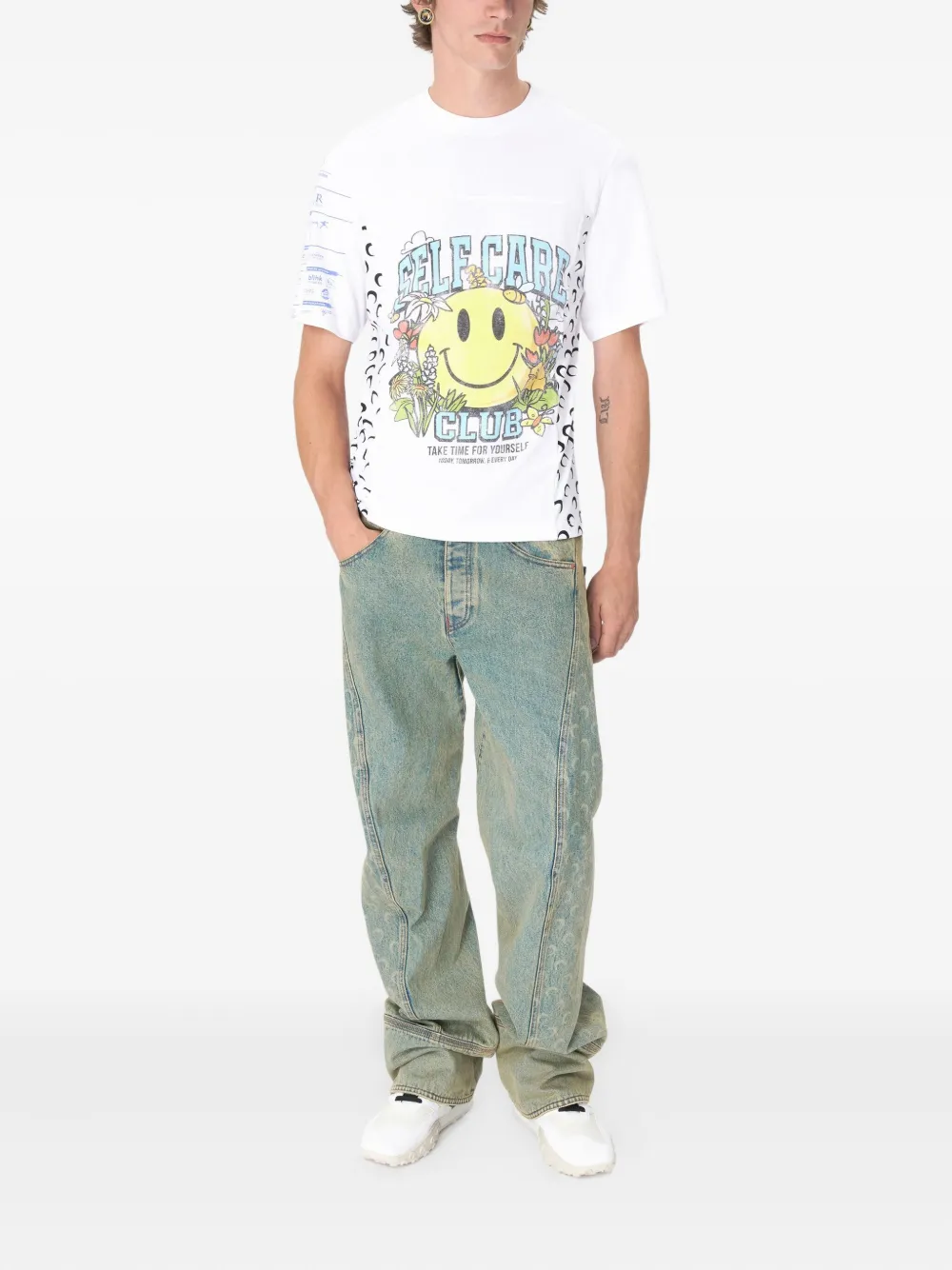 Marine Serre Regenerated T-shirt met grafische print - Wit