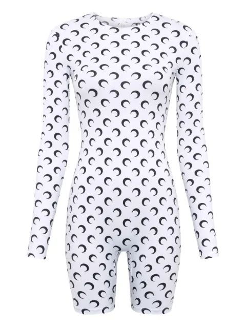 Marine Serre moon-print long-sleeve playsuit