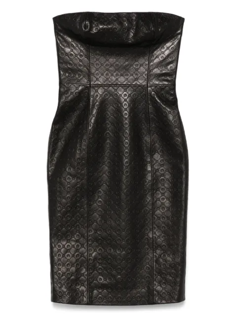 Marine Serre monogram-embossed leather mini dress