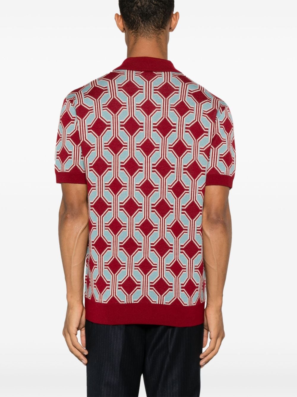 Shop Drôle De Monsieur La Maille Polo Géométrique Polo Shirt In Red