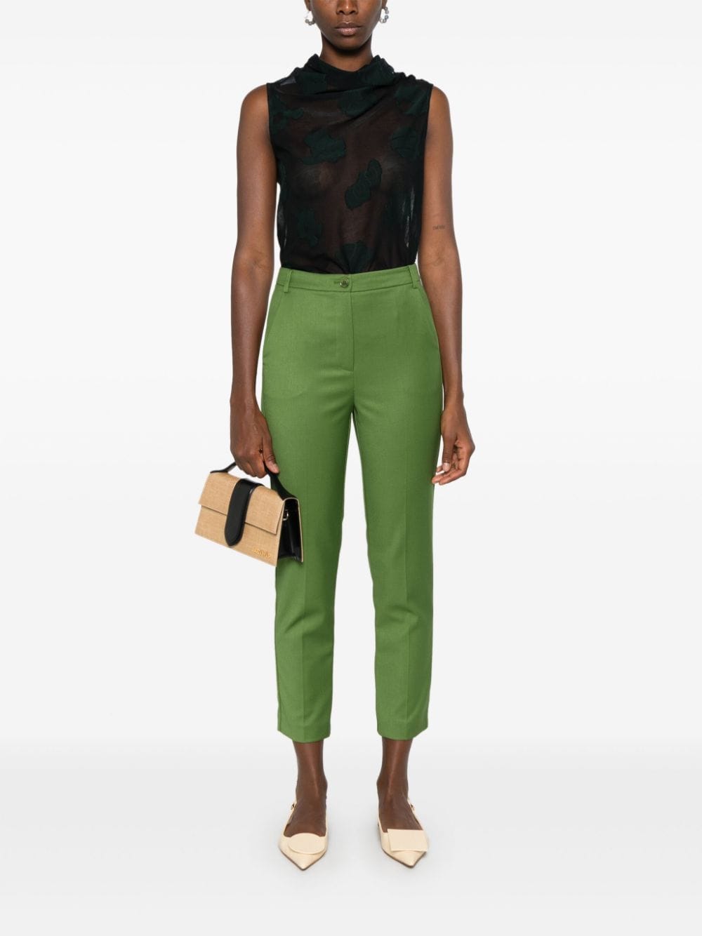 Shop Patrizia Pepe Cropped Trousers In Green