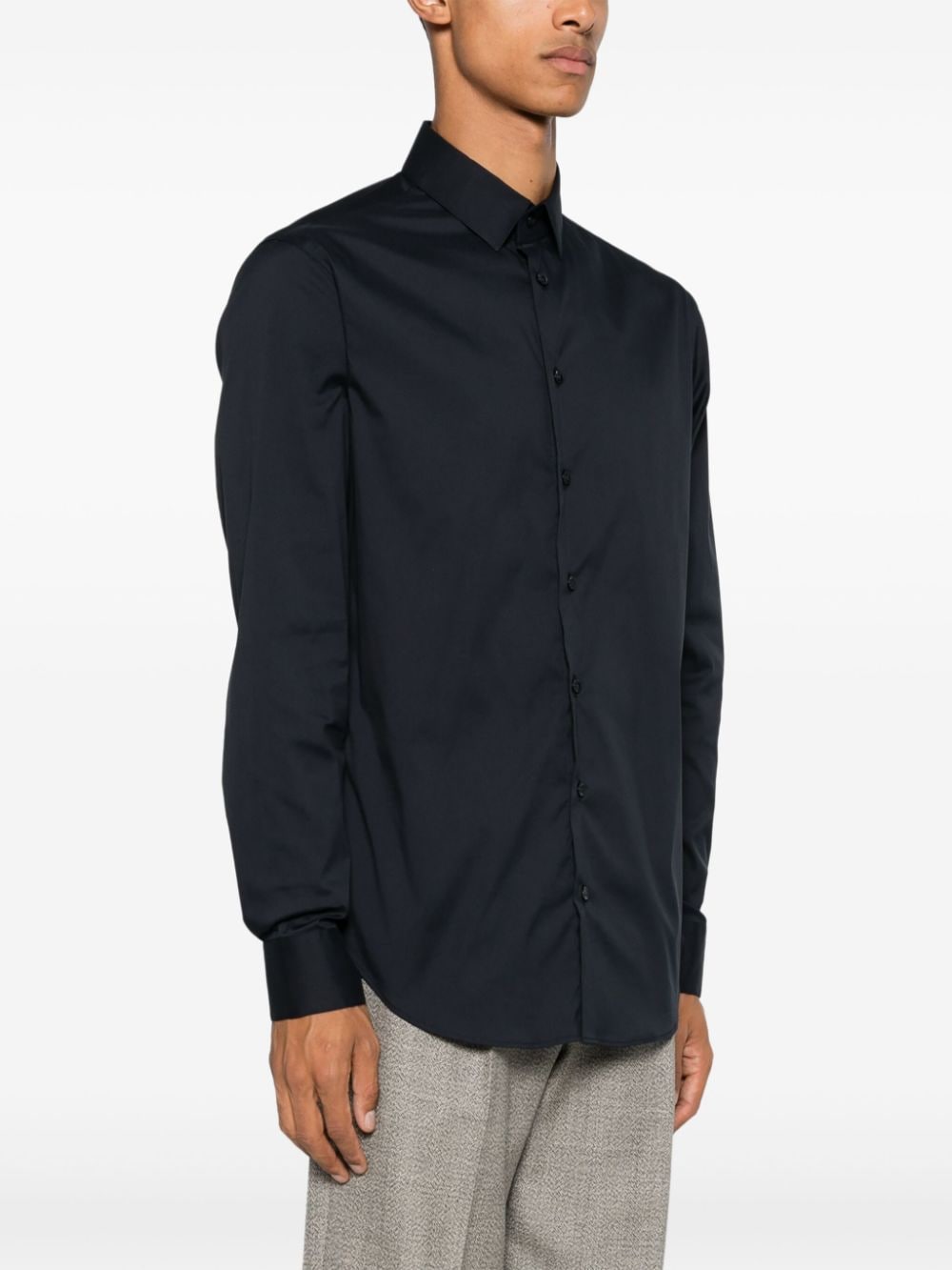 Shop Giorgio Armani Poplin Shirt In 蓝色