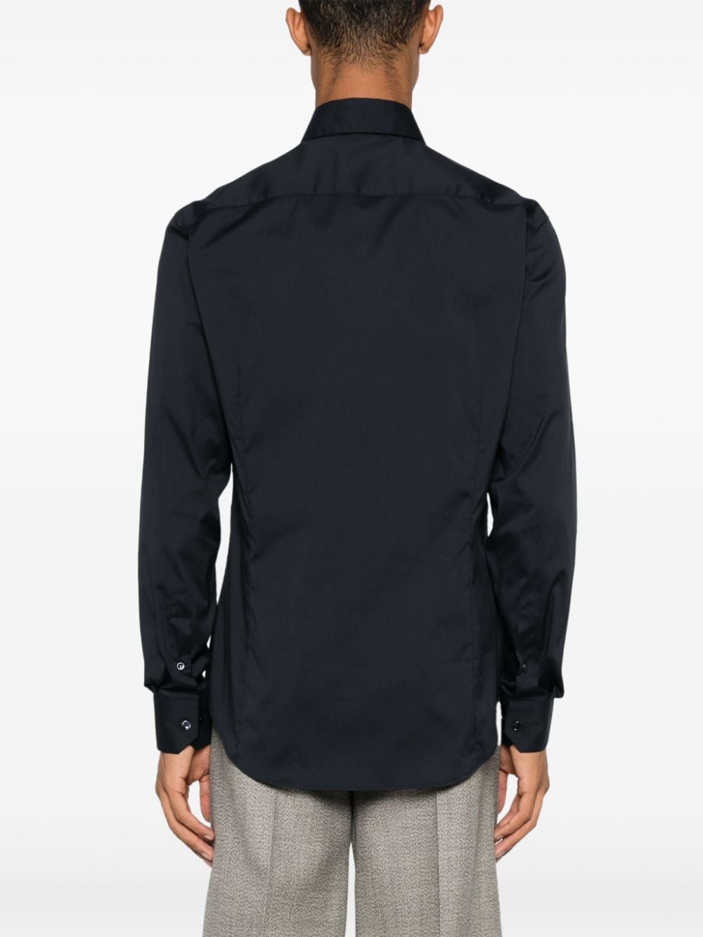 Shop Giorgio Armani Poplin Shirt In 蓝色