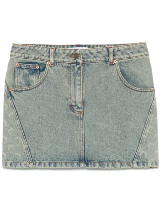 【MARINE SERRE】 Skirt woman Marine Serre デニムスカート moon laser denim skirt woman blue - MARINE SERRE - d — 2
