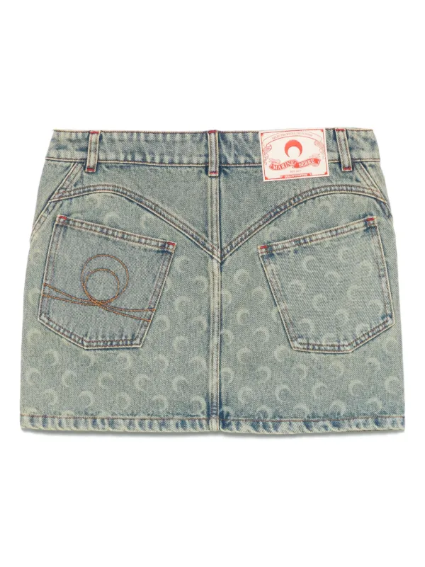 Marine Serre Moon Laser Denim Mini Skirt | Blue | FARFETCH
