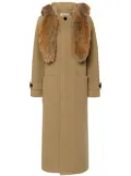 Burberry faux-fur trim wool coat - Brown