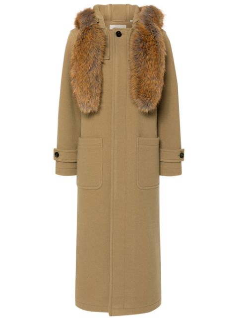 Burberry faux-fur trim wool coat Women