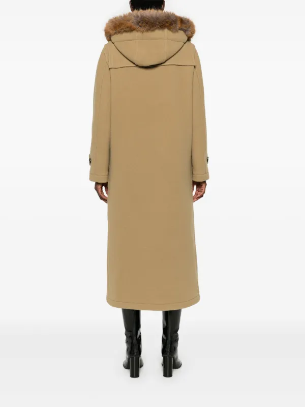Burberry faux-fur Trim Wool Coat | Brown | FARFETCH