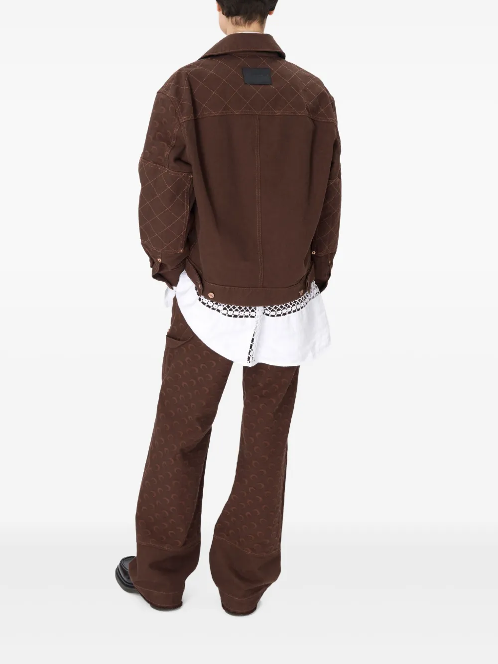 Marine Serre Bomberjack met jacquard Bruin