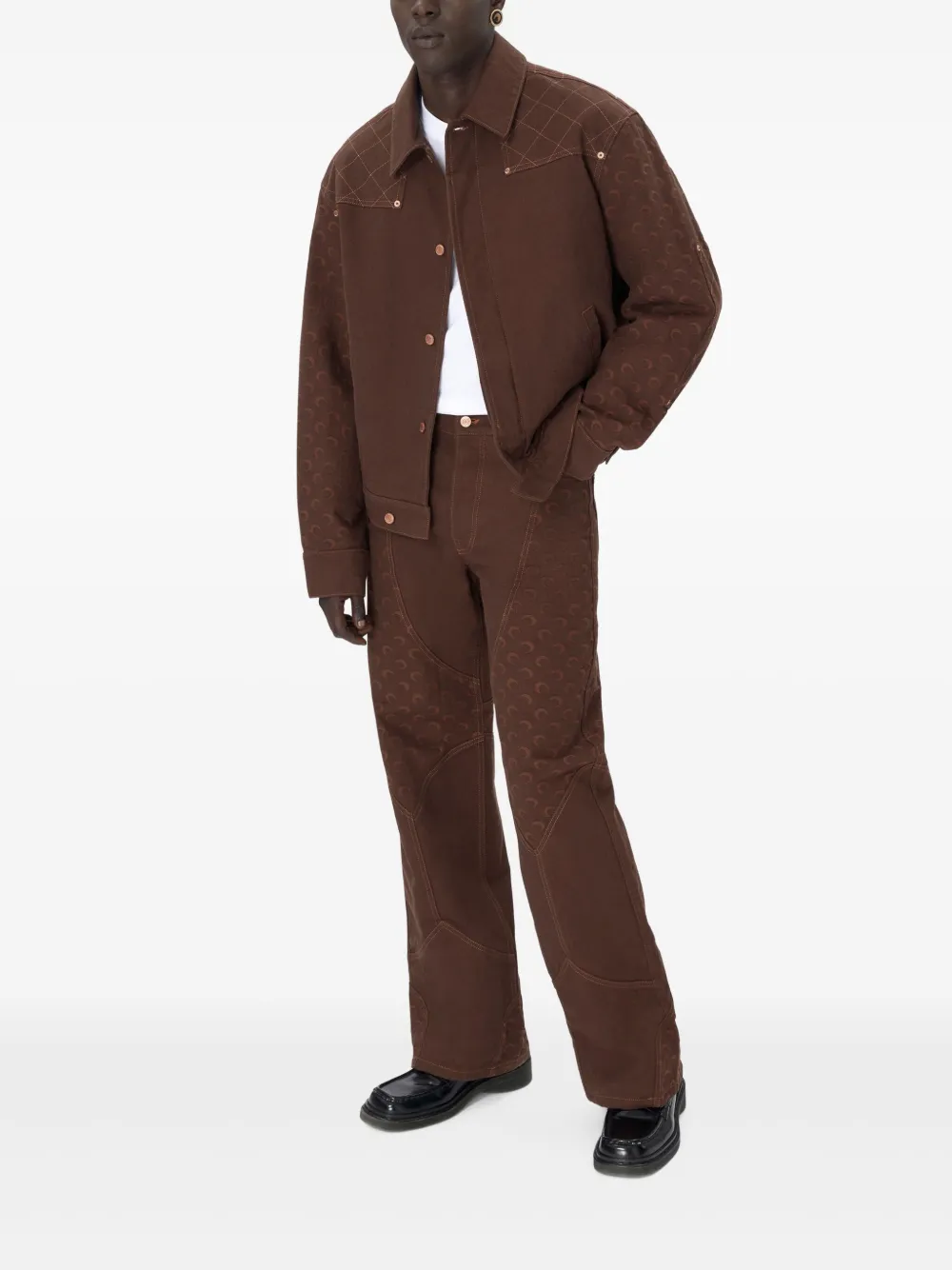 Marine Serre Bomberjack met jacquard Bruin