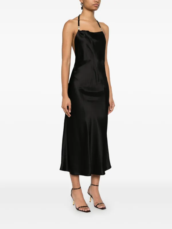 Marine Serre Slip Dress Largo De Satén Negro FARFETCH ES
