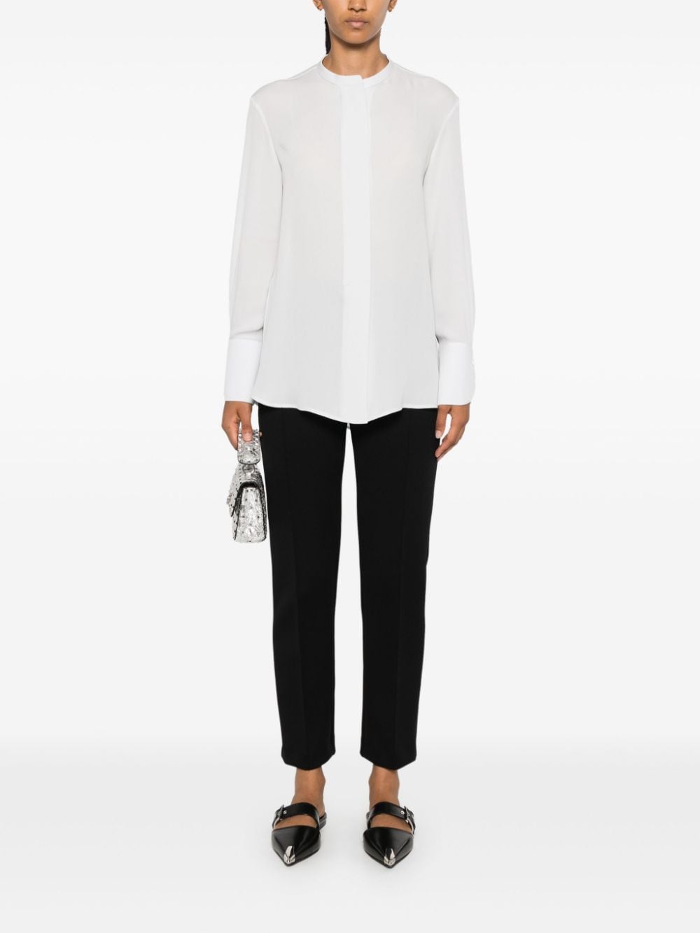 Shop Giorgio Armani Silk Shirt In White