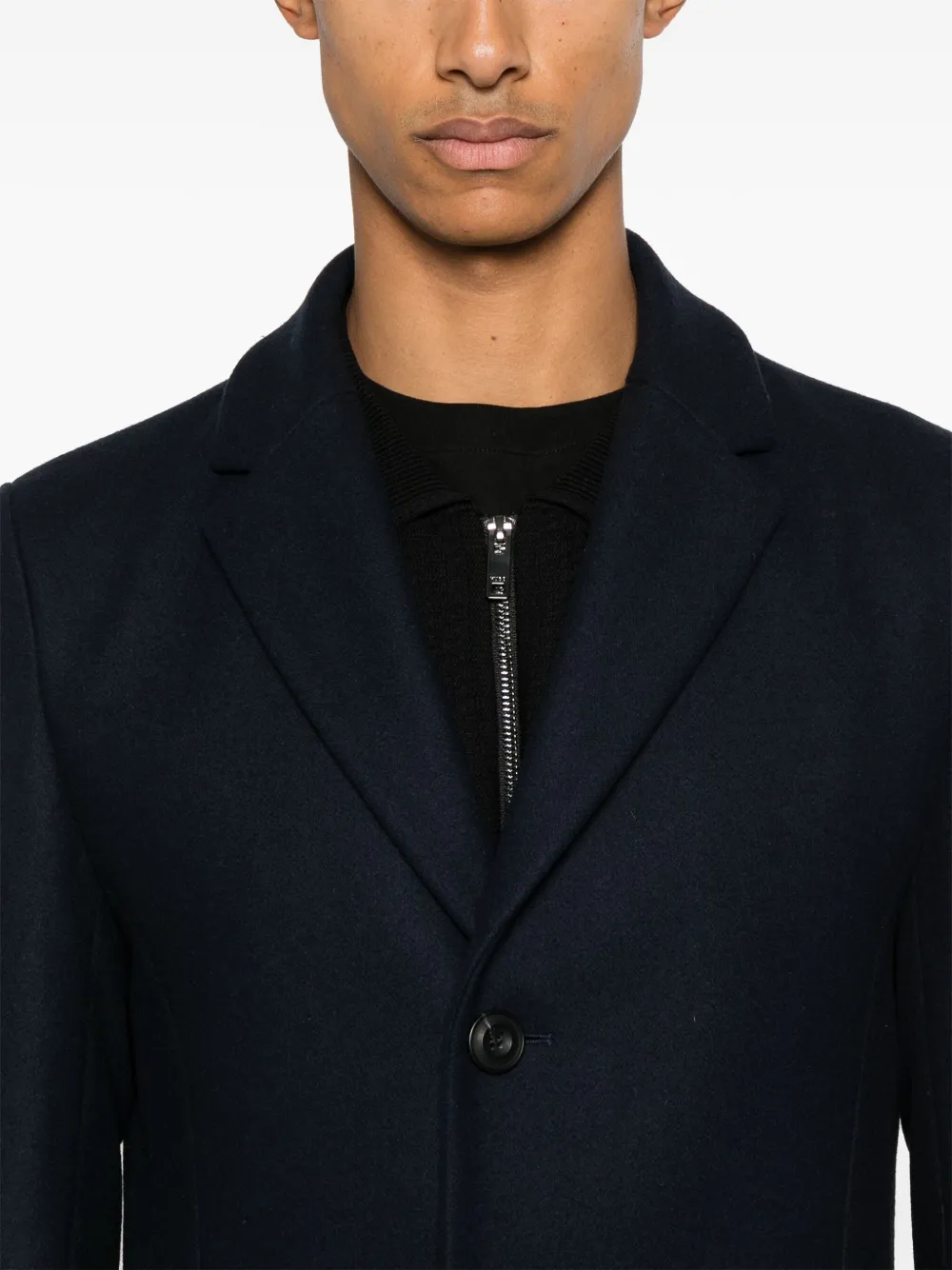 Hugo Boss Single-breasted Coat In Blue