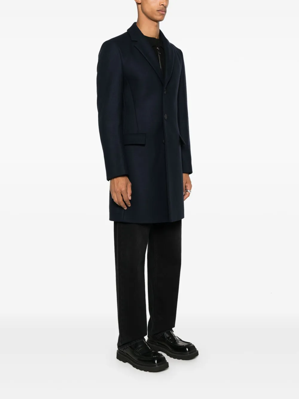 Hugo Boss Single-breasted Coat In Blue