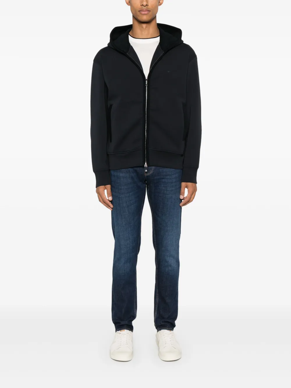 Emporio Armani Hoodie met geborduurd logo - Blauw