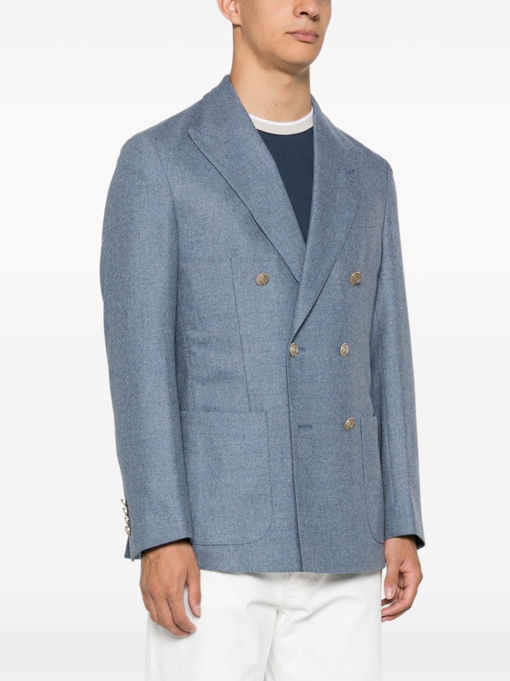 Shop Eleventy Mélange-effect Blazer In Blue