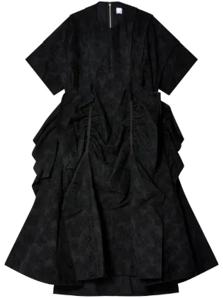 Comme Des Garçons TAO Jacquard Gathered Dress | Black | FARFETCH