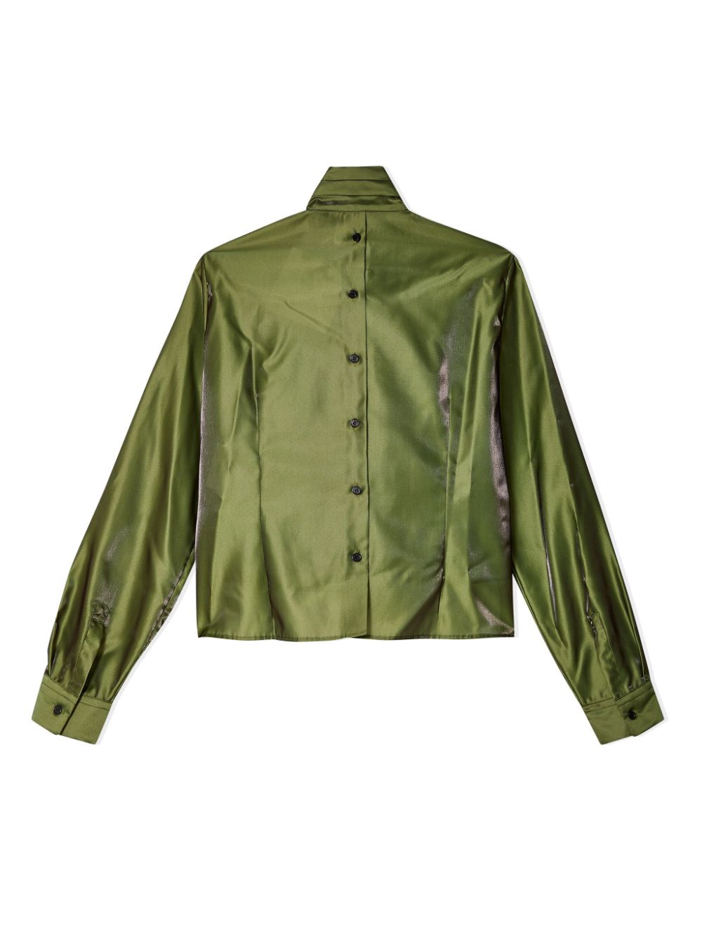 Noir Kei Ninomiya bow-detail long-sleeve shirt - Green