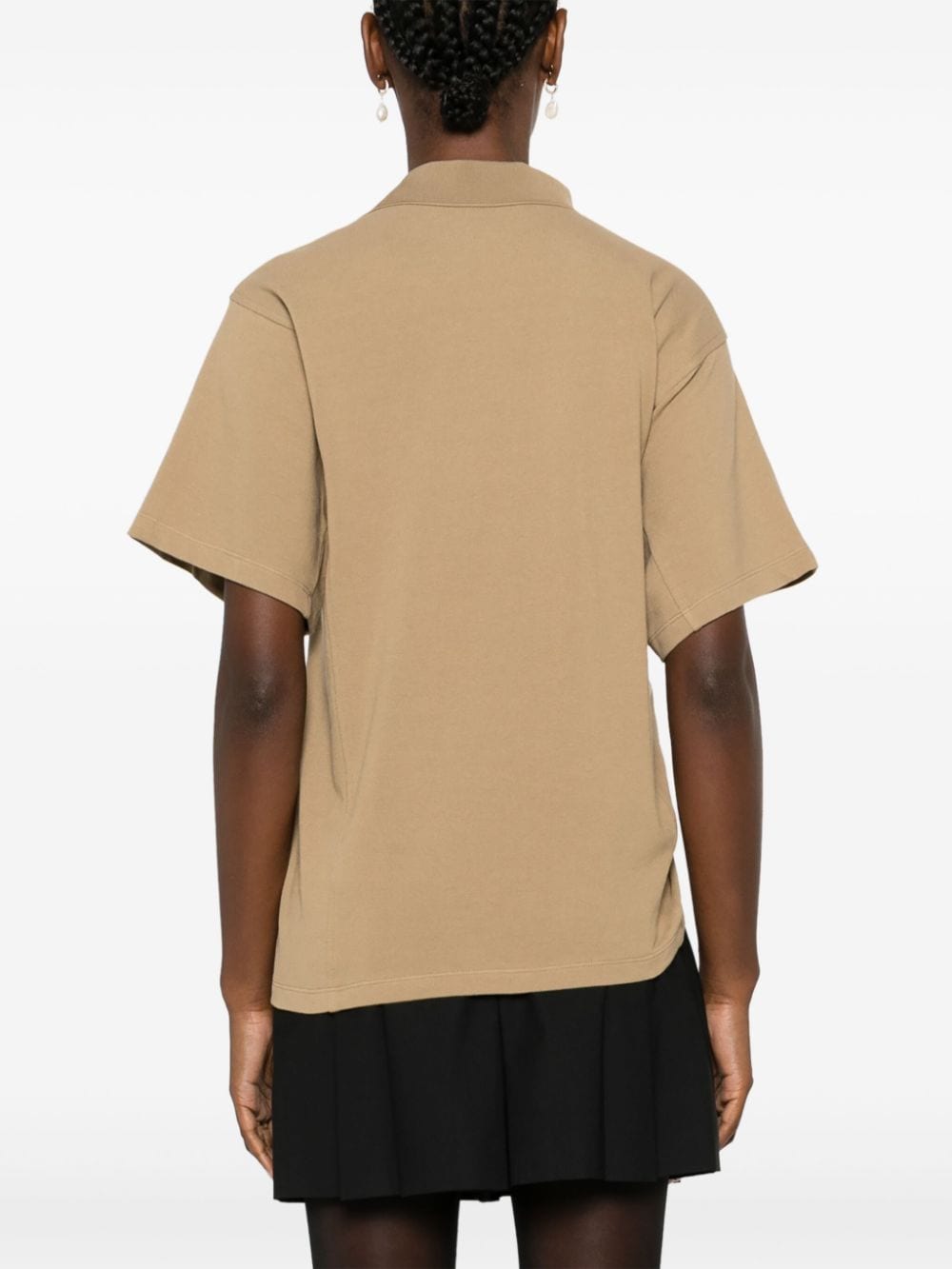 Shop Juunj Ruched Polo Top In Neutrals