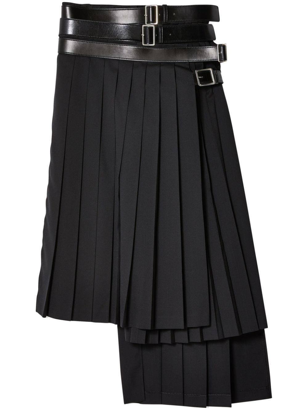 Shop Junya Watanabe Belted Pleated Skirt In Black