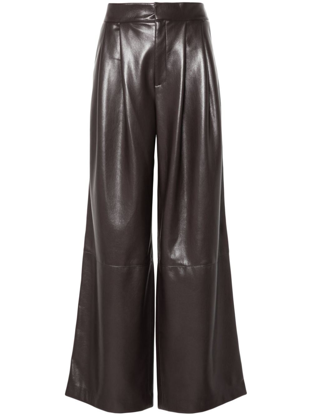 HUGO BOSS PLEAT-DETAILING FAUX-LEATHER TROUSERS 