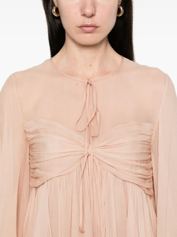 新品◇定価¥119,880 CHLOE SILK TOP'S Chloé Pleated Silk Top | Neutrals | FARFETCH