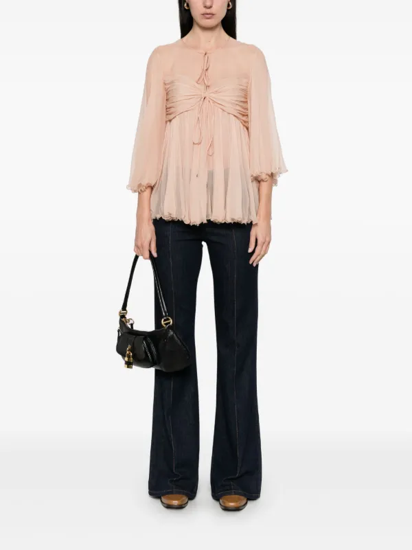 新品◇定価¥119,880 CHLOE SILK TOP'S Chloé Pleated Silk Top | Neutrals | FARFETCH